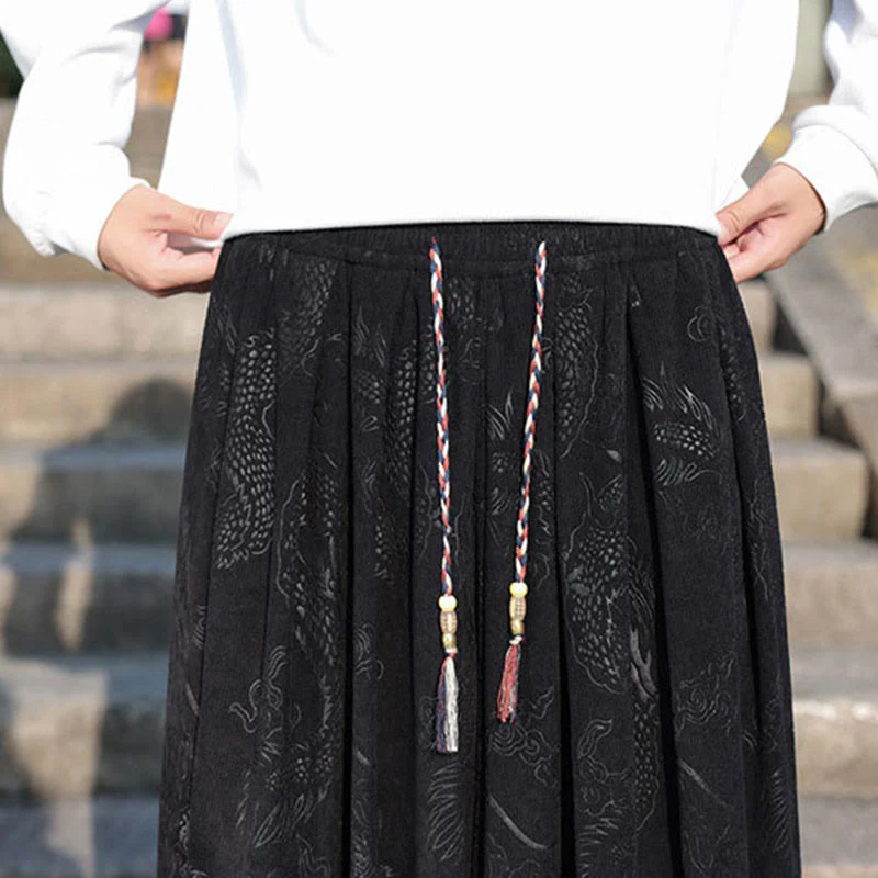 Pantaloni casual da uomo in cotone tinta unita con tasche e motivo a drago Buddha Stones - Image 19