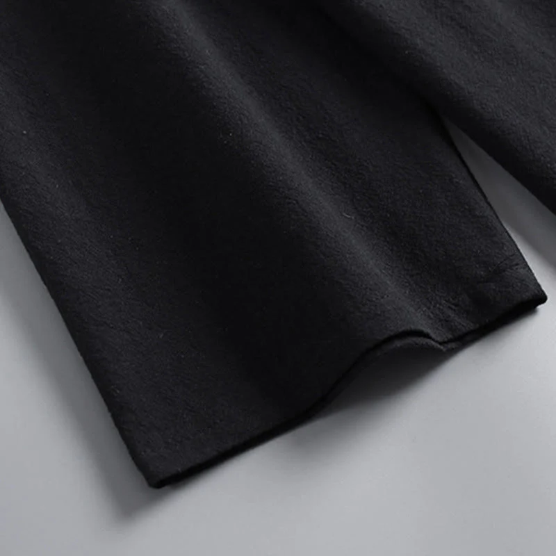 Pantaloni corti con colletto incrociato Buddha Stones , abito in cotone, top e pantaloni Hanfu, set da uomo - Image 14