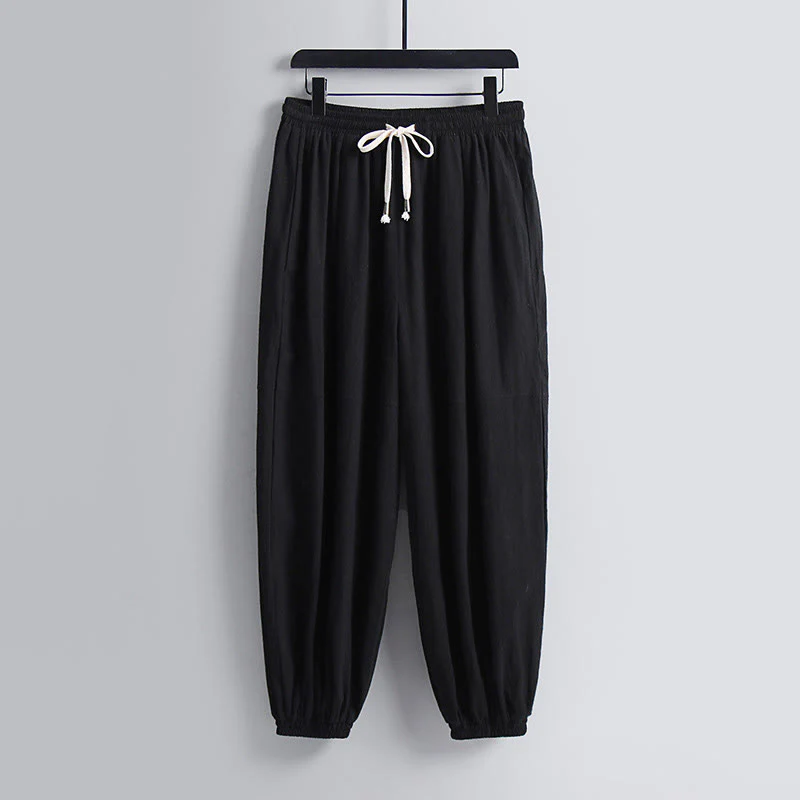 Pantaloni corti con colletto incrociato Buddha Stones , abito in cotone, top e pantaloni Hanfu, set da uomo - Image 16