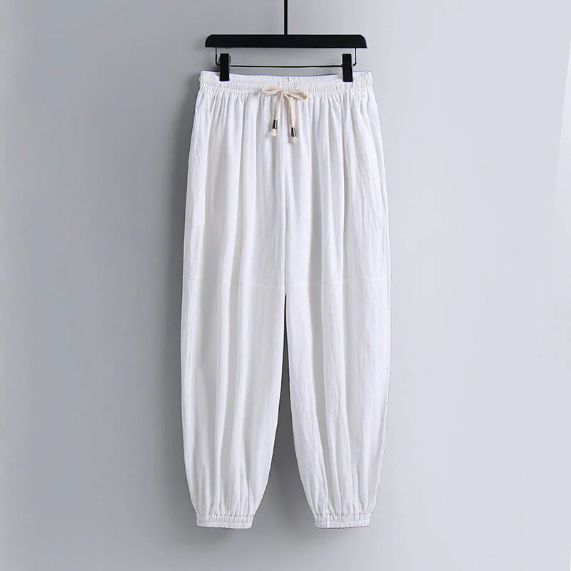 Pantaloni corti con colletto incrociato Buddha Stones , abito in cotone, top e pantaloni Hanfu, set da uomo - Image 19