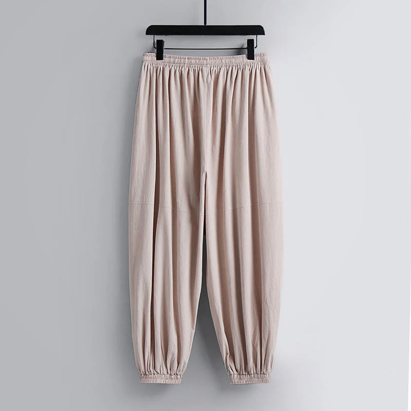Pantaloni corti con colletto incrociato Buddha Stones , abito in cotone, top e pantaloni Hanfu, set da uomo - Image 4
