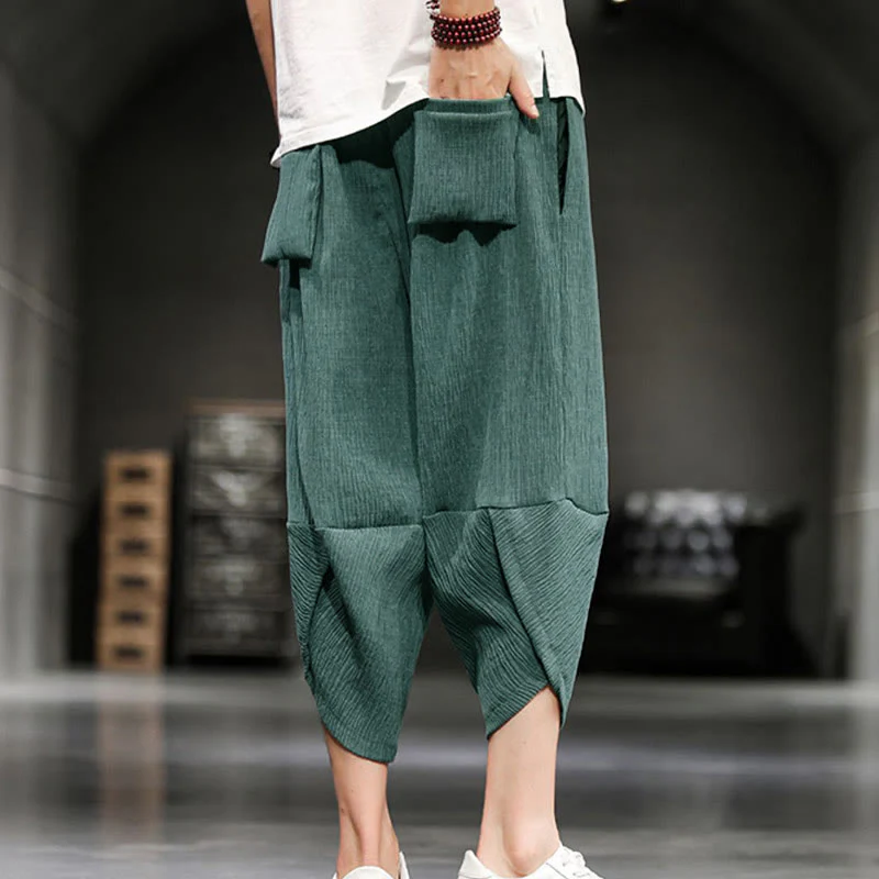 Pantaloni corti da uomo Buddha Stones Summer Solid con tasche - Image 13