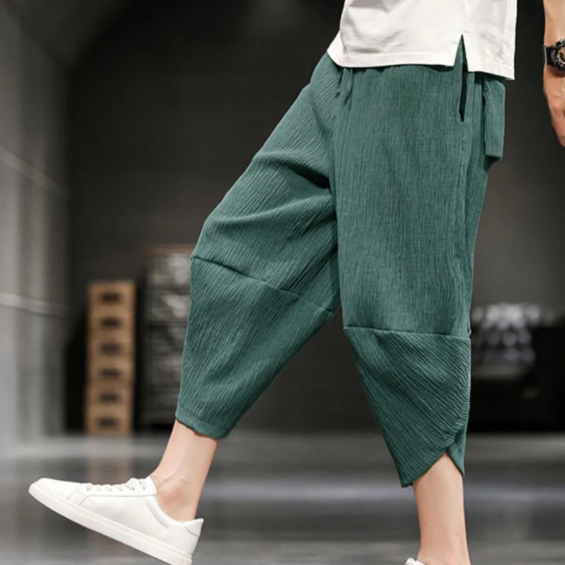 Pantaloni corti da uomo Buddha Stones Summer Solid con tasche - Image 14