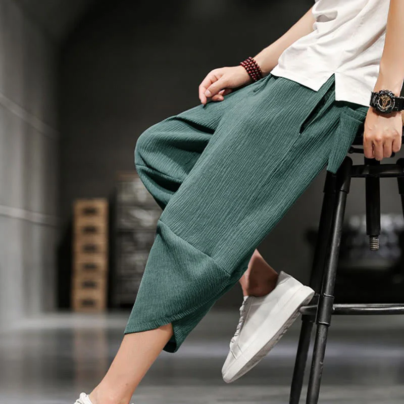 Pantaloni corti da uomo Buddha Stones Summer Solid con tasche - Image 15