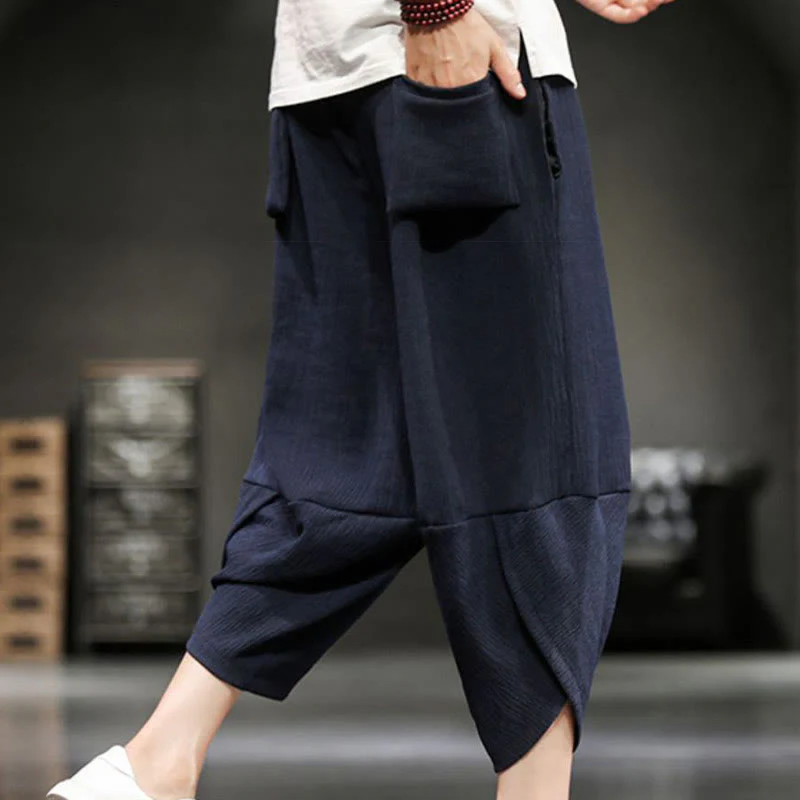 Pantaloni corti da uomo Buddha Stones Summer Solid con tasche - Image 18