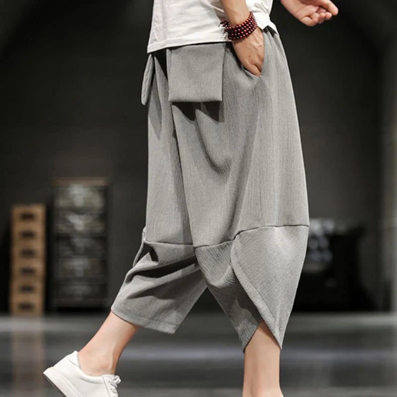 Pantaloni corti da uomo Buddha Stones Summer Solid con tasche - Image 4