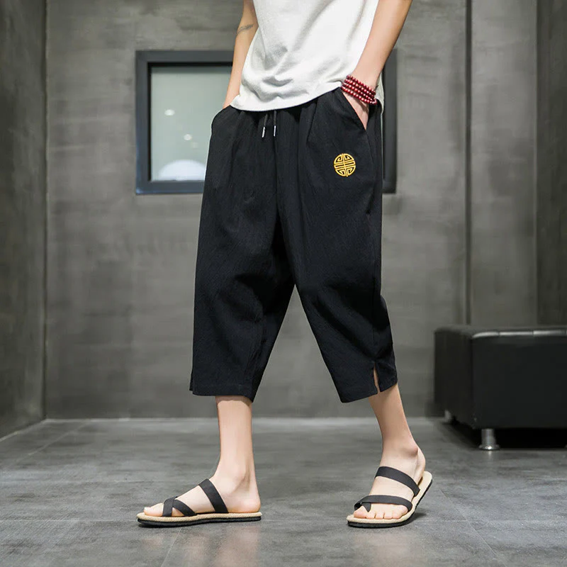Pantaloni corti da uomo in lino con coulisse e tasche Buddha Stones Summer - Image 10