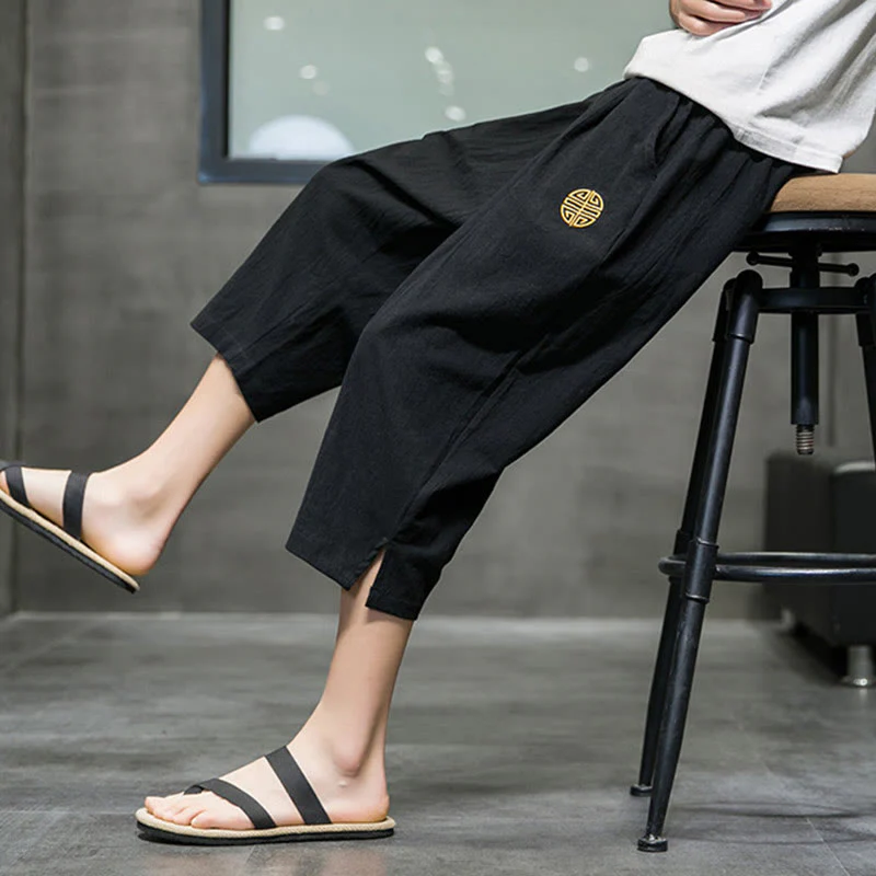 Pantaloni corti da uomo in lino con coulisse e tasche Buddha Stones Summer - Image 17