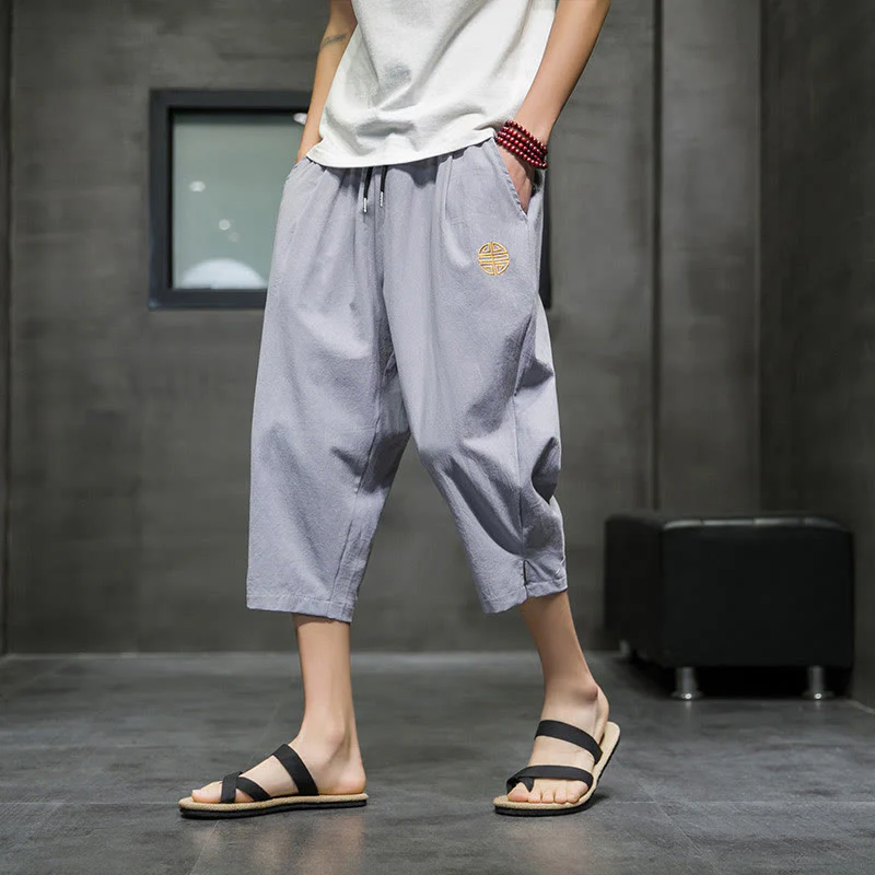 Pantaloni corti da uomo in lino con coulisse e tasche Buddha Stones Summer - Image 18