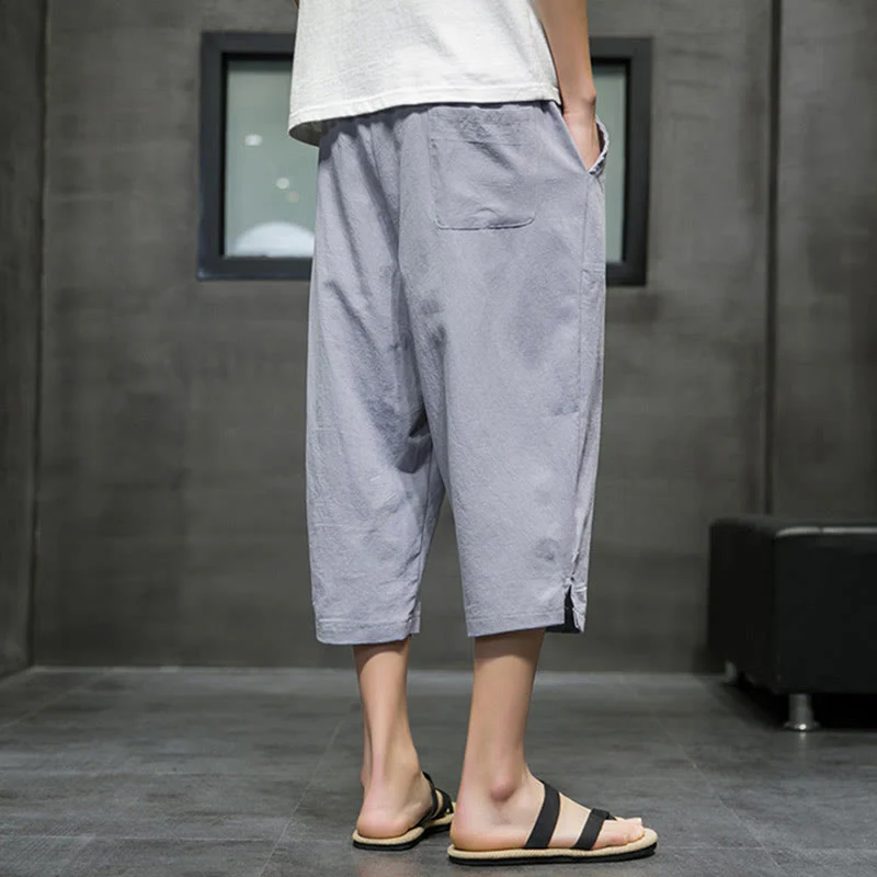 Pantaloni corti da uomo in lino con coulisse e tasche Buddha Stones Summer - Image 20