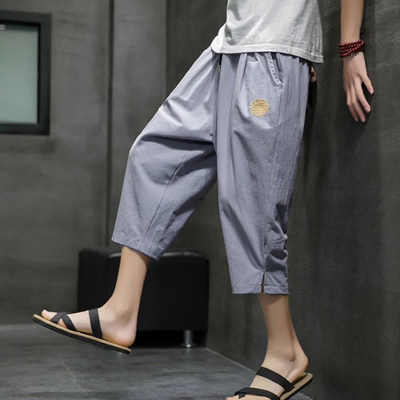 Pantaloni corti da uomo in lino con coulisse e tasche Buddha Stones Summer - Image 24