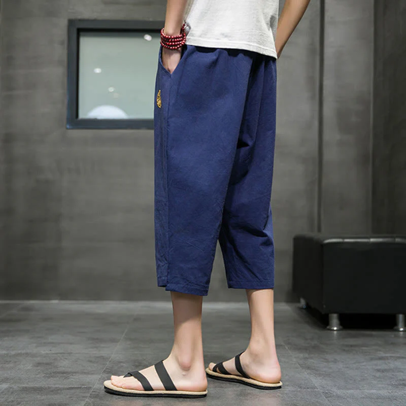 Pantaloni corti da uomo in lino con coulisse e tasche Buddha Stones Summer - Image 3