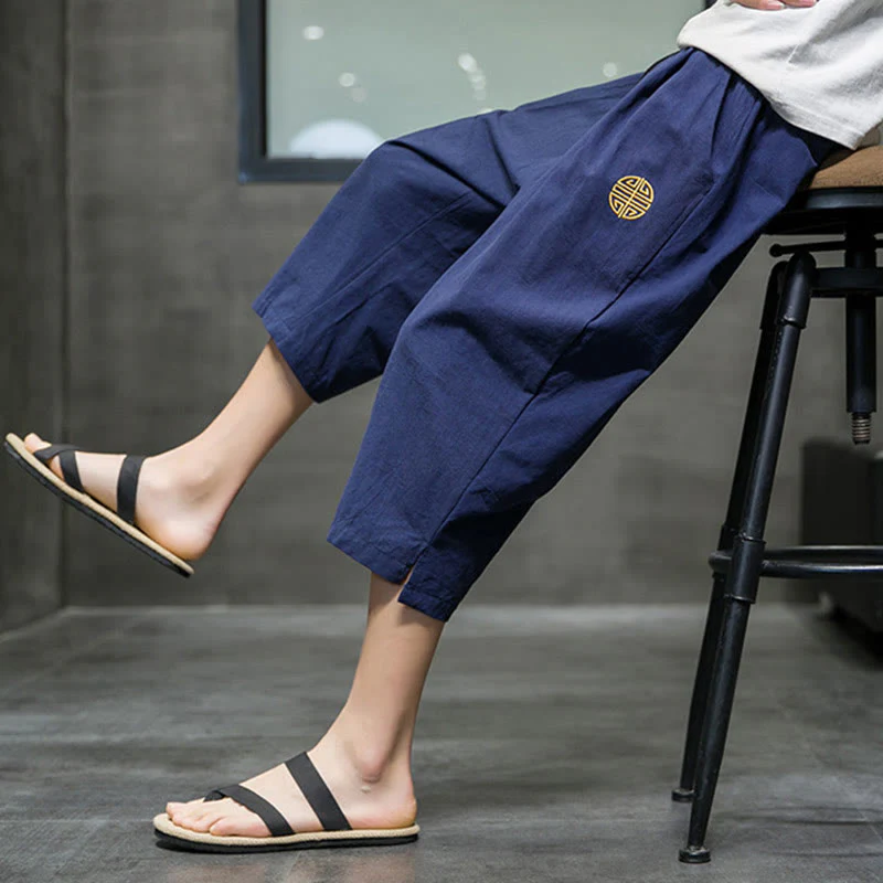 Pantaloni corti da uomo in lino con coulisse e tasche Buddha Stones Summer - Image 5