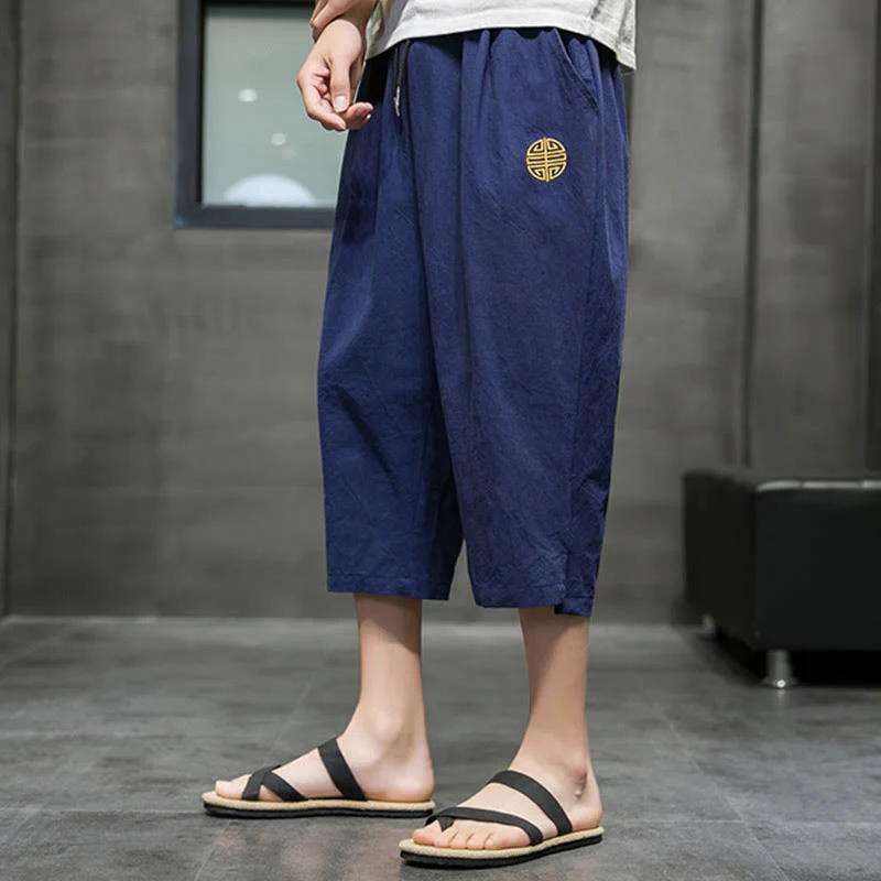 Pantaloni corti da uomo in lino con coulisse e tasche Buddha Stones Summer - Image 7