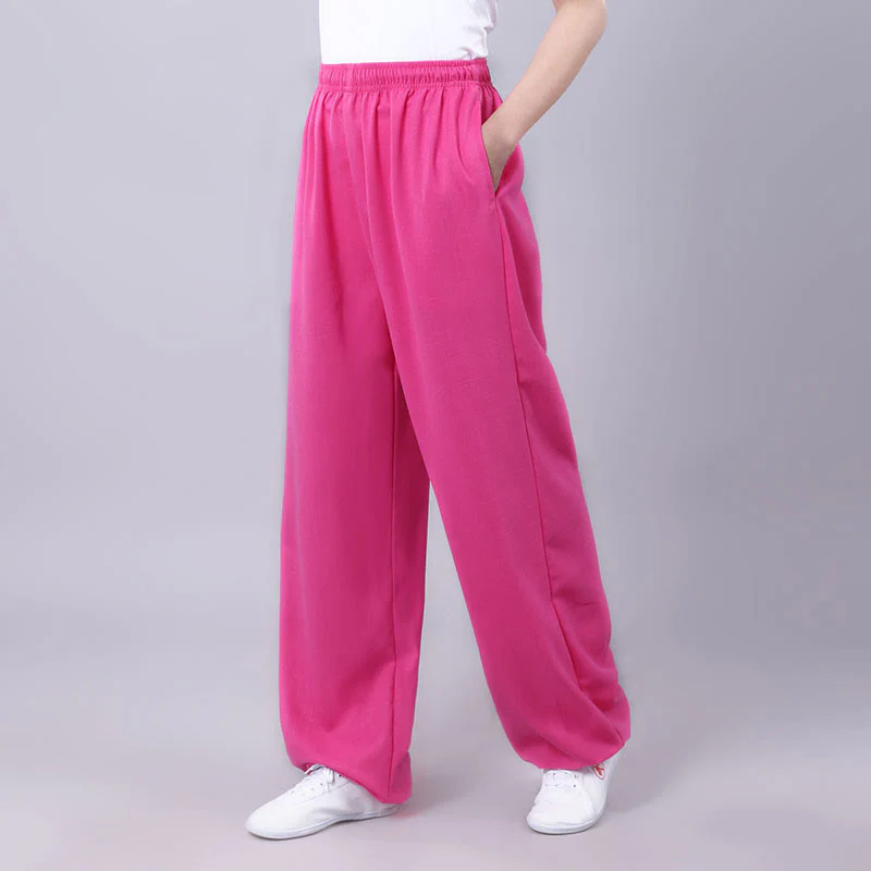 Pantaloni da allenamento in Buddha Stones e lino traspirante con tasche, unisex, estivi, elastici in vita, per Tai Chi e Qigong - Image 21