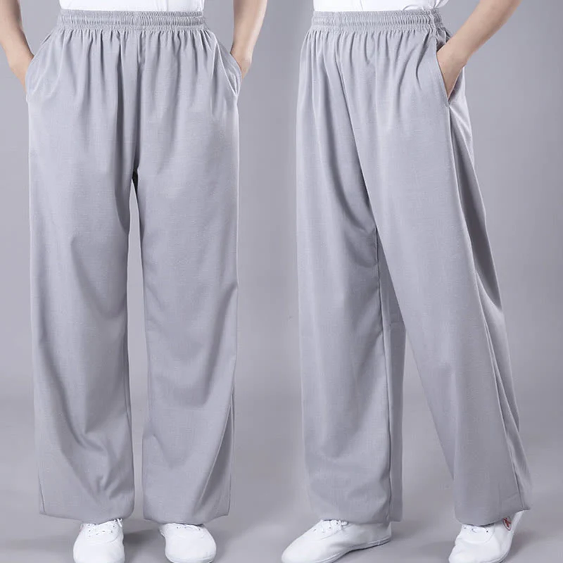 Pantaloni da allenamento in Buddha Stones e lino traspirante con tasche, unisex, estivi, elastici in vita, per Tai Chi e Qigong - Image 9