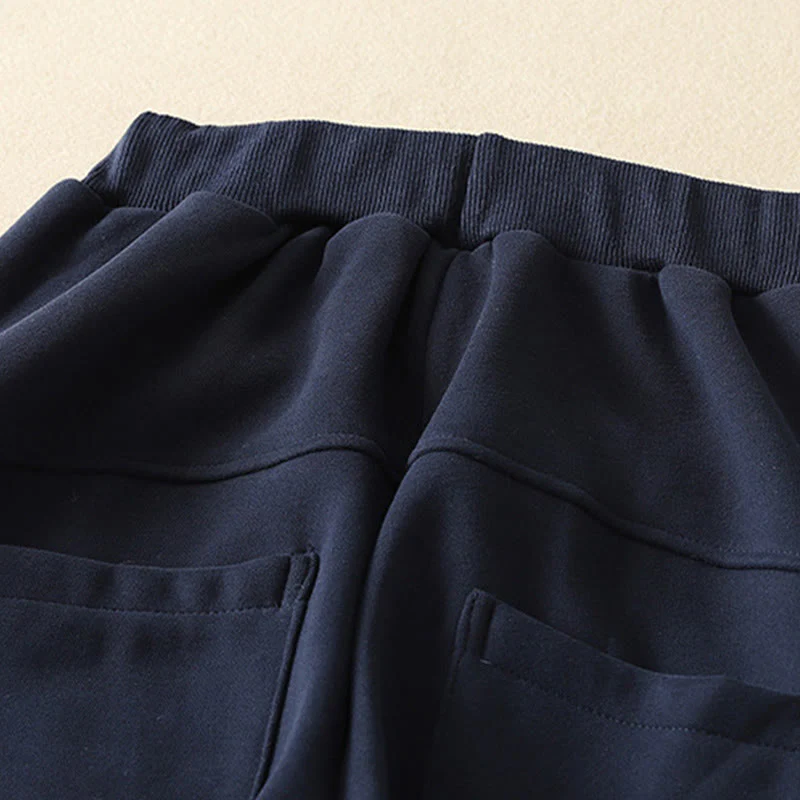 Pantaloni da donna a gamba larga con tasche e cerniera blu notte Buddha Stones, foderati in pile termico - Image 4