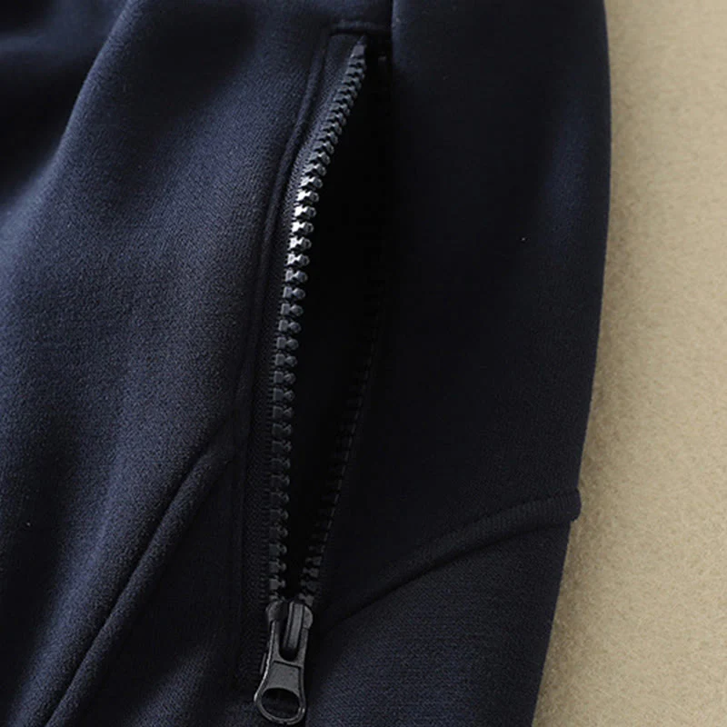Pantaloni da donna a gamba larga con tasche e cerniera blu notte Buddha Stones, foderati in pile termico - Image 6