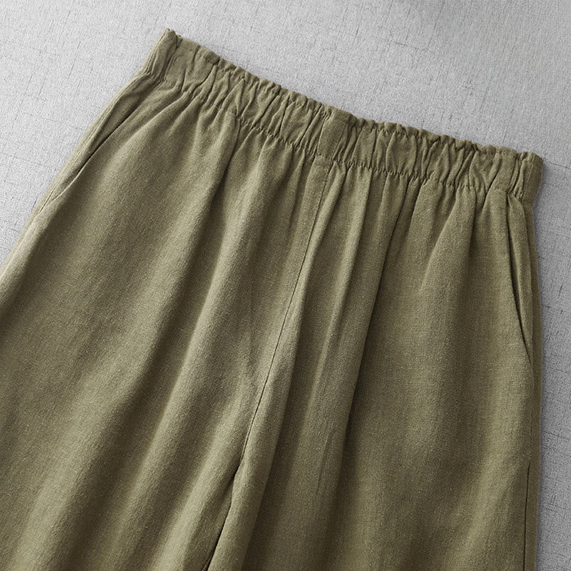 Pantaloni da donna Buddha Stones Casual Plain Rope in cotone, lunghezza 7-8, con tasche - Image 3