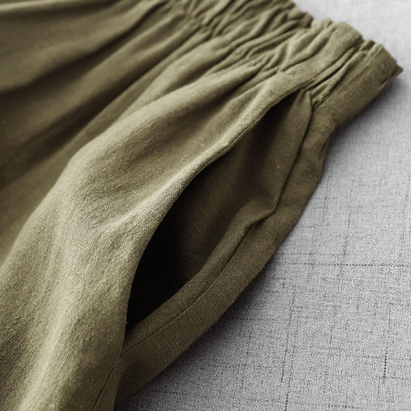 Pantaloni da donna Buddha Stones Casual Plain Rope in cotone, lunghezza 7-8, con tasche - Image 7