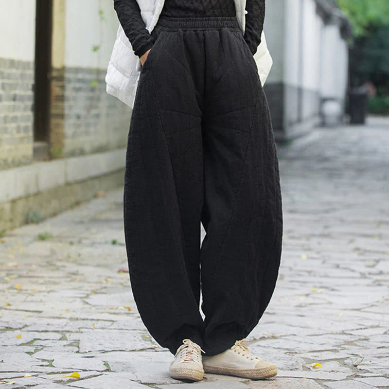 Pantaloni da donna Buddha Stones in cotone spesso e semplice, con tasche, lunghezza 7-8 - Image 15