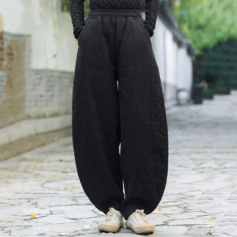 Pantaloni da donna Buddha Stones in cotone spesso e semplice, con tasche, lunghezza 7-8 - Image 16