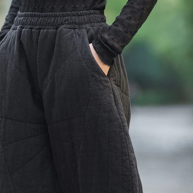 Pantaloni da donna Buddha Stones in cotone spesso e semplice, con tasche, lunghezza 7-8 - Image 17