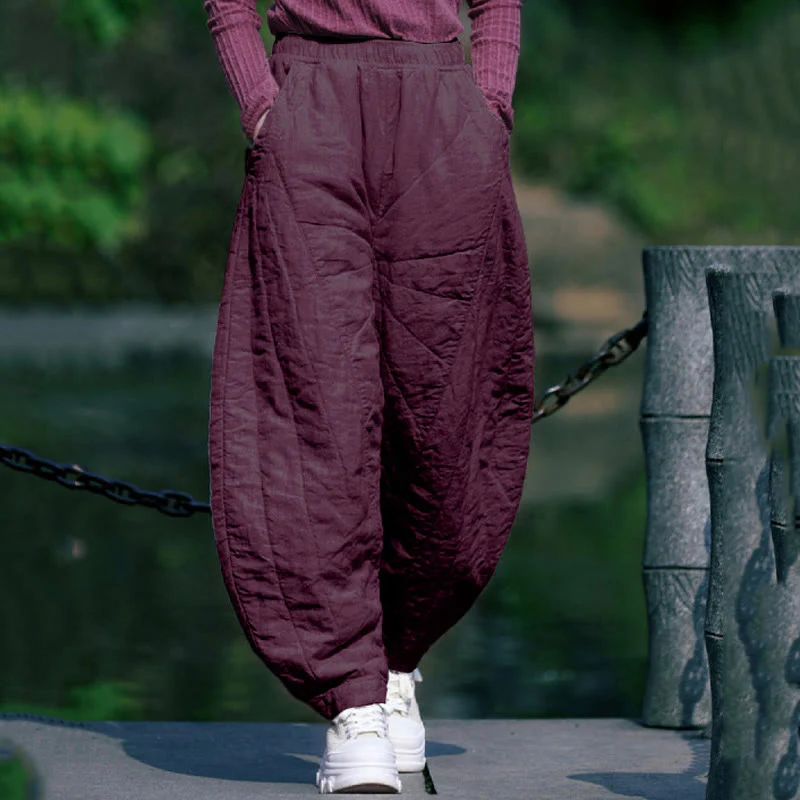 Pantaloni da donna Buddha Stones in cotone spesso e semplice, con tasche, lunghezza 7-8 - Image 18