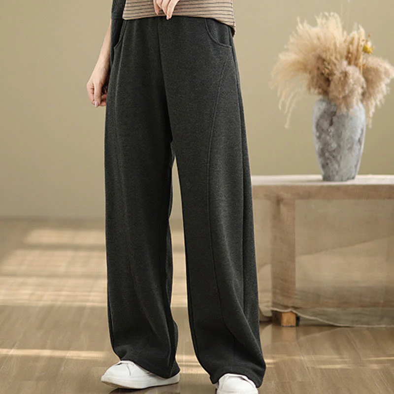 Pantaloni da donna casual in poliestere con gamba dritta e tasche , Buddha Stones - Image 2