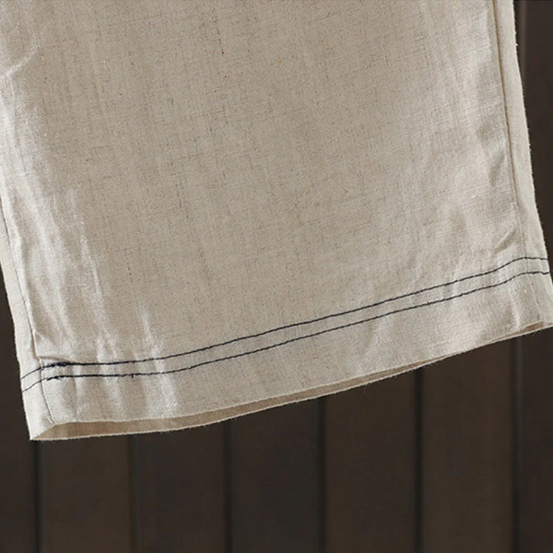 Pantaloni da donna in cotone a gamba dritta con tasche, Buddha Stones, casual, con cuciture colorate - Image 10