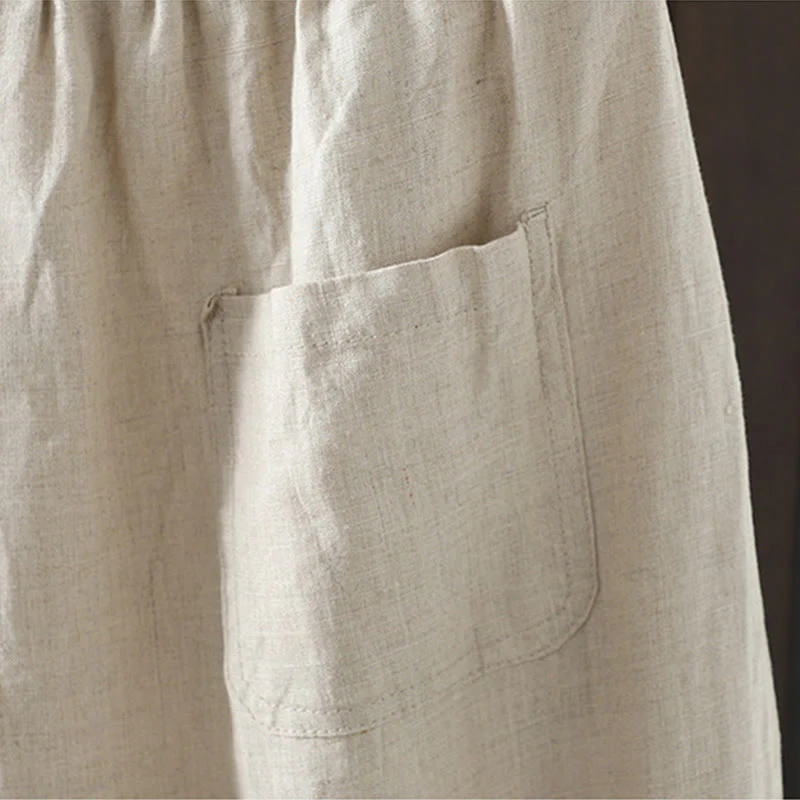 Pantaloni da donna in cotone a gamba dritta con tasche, Buddha Stones, casual, con cuciture colorate - Image 8