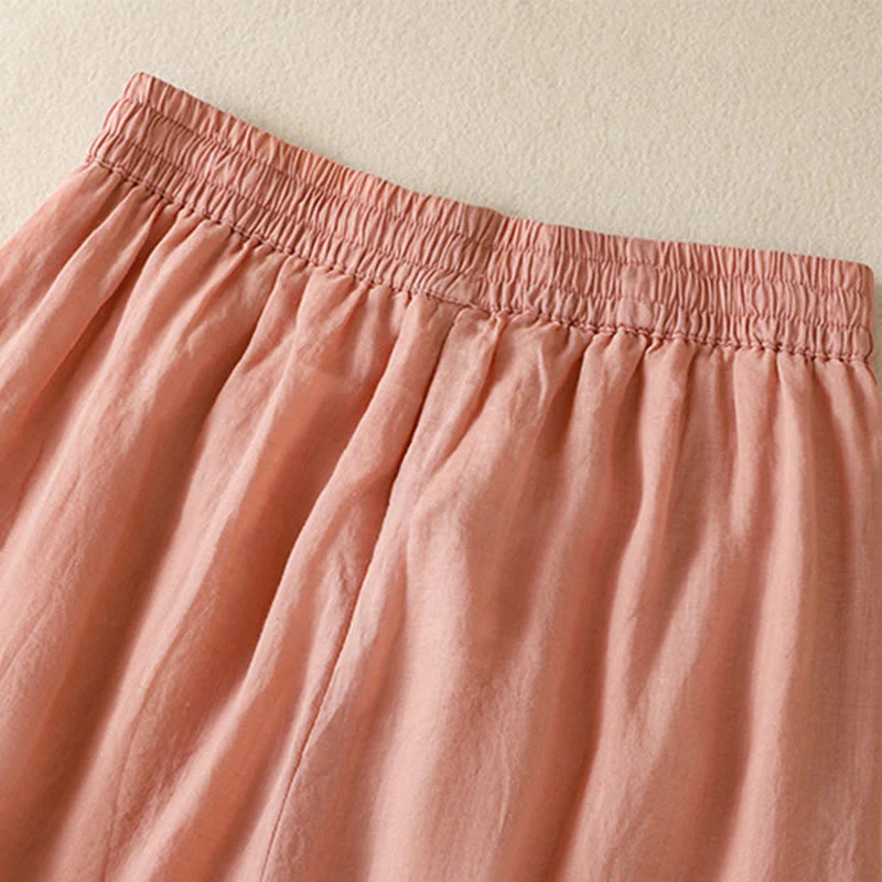 Pantaloni da donna in cotone a gamba larga con coulisse e ricamo Buddha Stones Commute, con tasche - Image 23