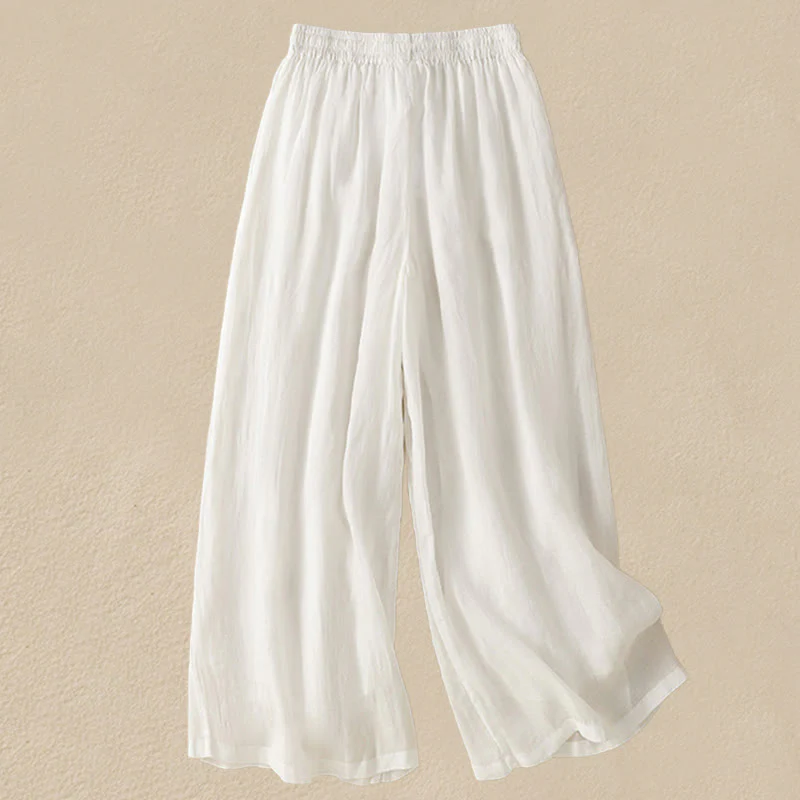 Pantaloni da donna in cotone a gamba larga con coulisse e ricamo Buddha Stones Commute, con tasche - Image 27