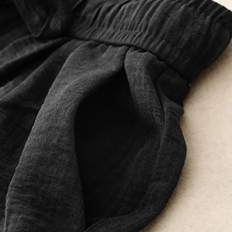 Pantaloni da donna in cotone a gamba larga con tasche, modello Buddha Stones, casual, estivi, con lacci e texture. - Image 10