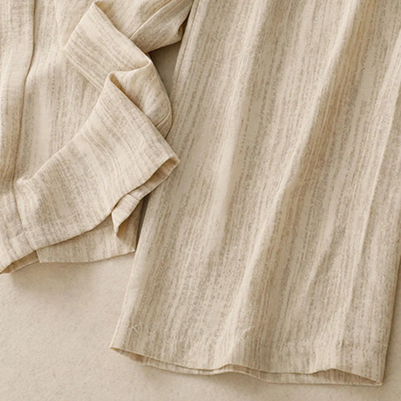 Pantaloni da donna in cotone a gamba larga con tasche, modello Buddha Stones, casual, estivi, con lacci e texture. - Image 6