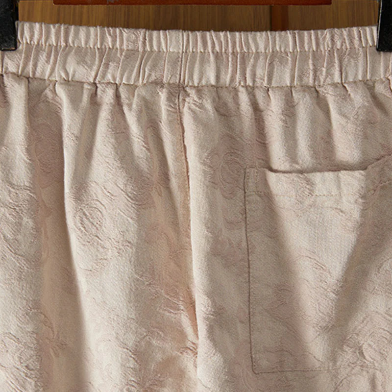 Pantaloni da donna in cotone a gamba larga con tasche, modello jacquard termico invernale Buddha Stones - Image 11