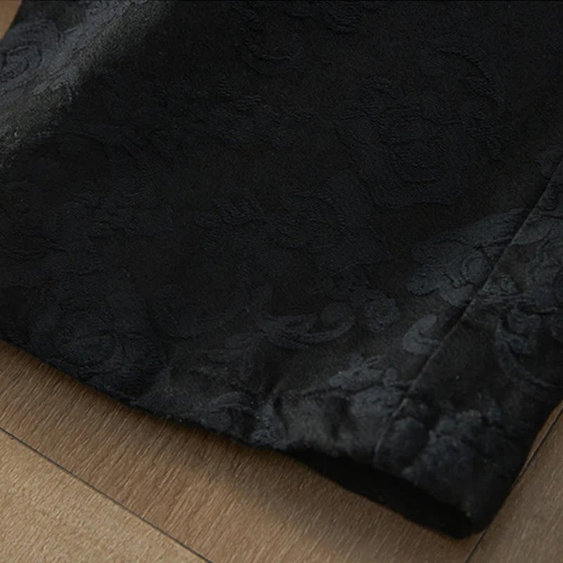 Pantaloni da donna in cotone a gamba larga con tasche, modello jacquard termico invernale Buddha Stones - Image 7