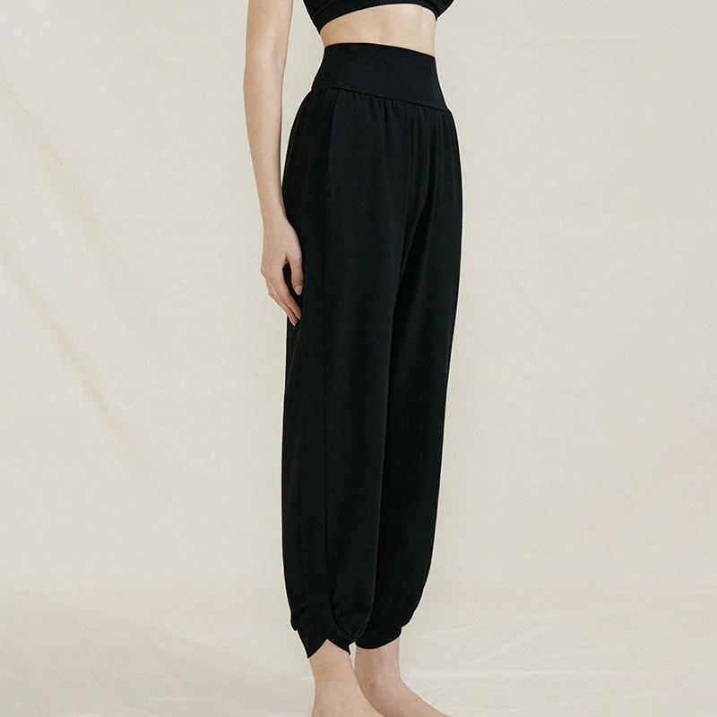 Pantaloni da donna in cotone a vita alta, casual, tinta unita, con pieghe laterali, ad asciugatura rapida, con tasche, Buddha Stones - Image 17