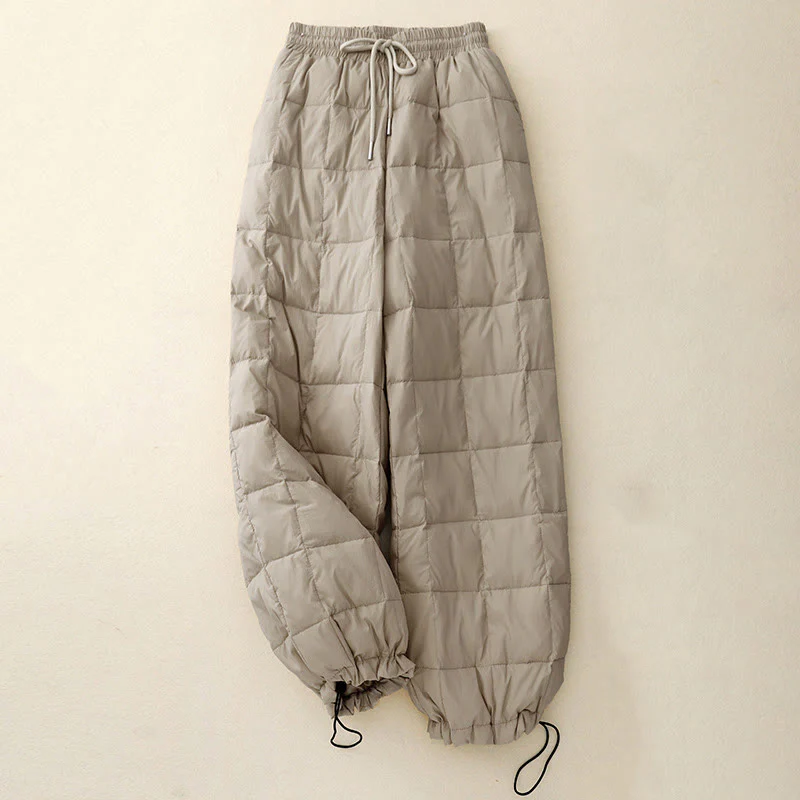Pantaloni da donna in cotone con apertura sulle gambe e coulisse invernali Buddha Stones con tasche - Image 2