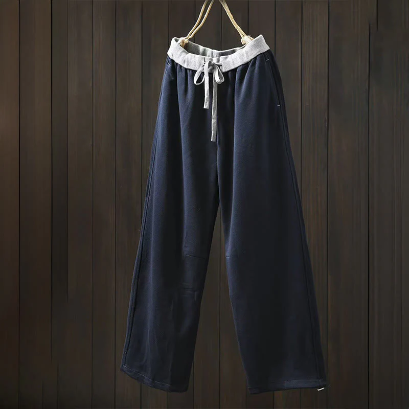 Pantaloni da donna in cotone con tasche e tinta unita Buddha Stones Fall
