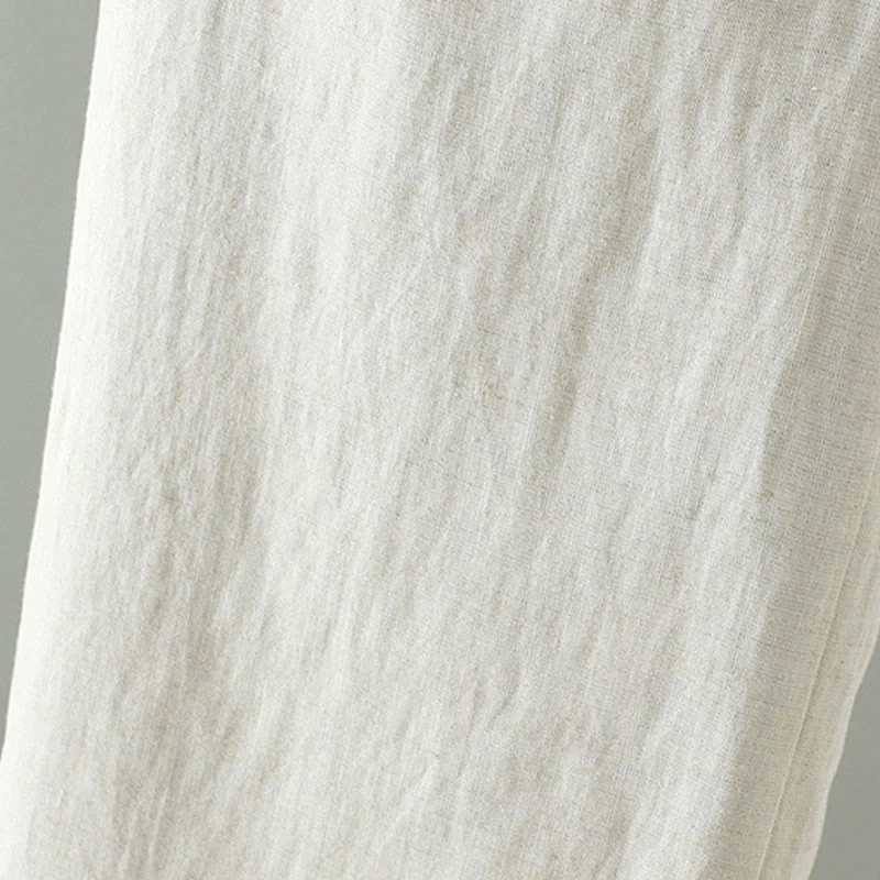 Pantaloni da donna in cotone e lino con coulisse a contrasto, modello Buddha Stones, con tasche e gamba larga - Image 14