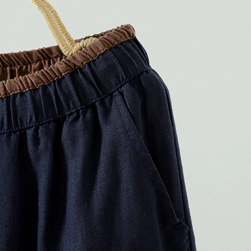 Pantaloni da donna in cotone e lino con coulisse a contrasto, modello Buddha Stones, con tasche e gamba larga - Image 4