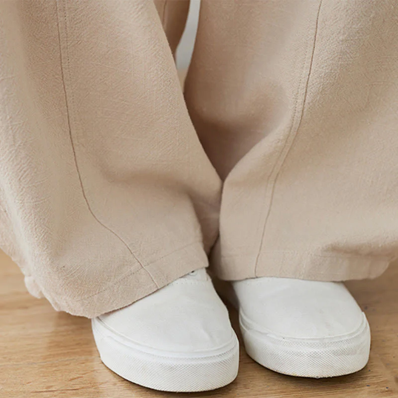 Pantaloni da donna in cotone e lino con tasche, casual, tinta Buddha Stones - Image 18