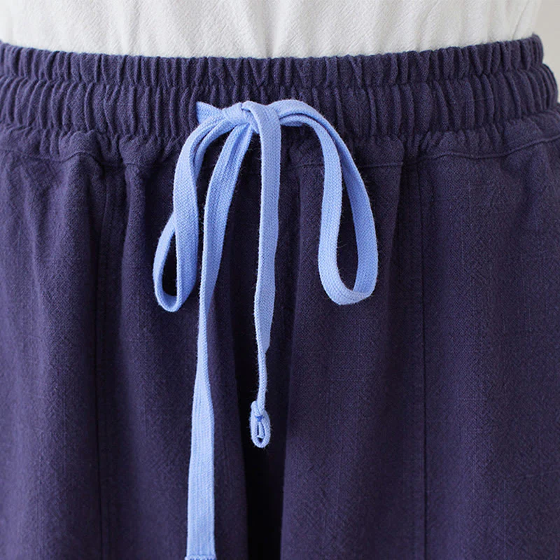 Pantaloni da donna in cotone e lino con tasche, casual, tinta Buddha Stones - Image 20