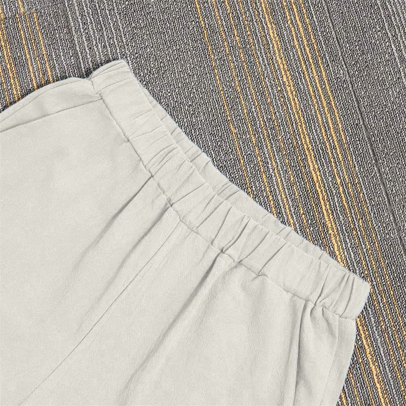 Pantaloni da donna in cotone e lino con tasche, modello Buddha Stones, casual, colore puro, con polsini e bottoni cavi - Image 28