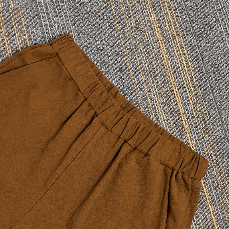 Pantaloni da donna in cotone e lino con tasche, modello Buddha Stones, casual, colore puro, con polsini e bottoni cavi - Image 30