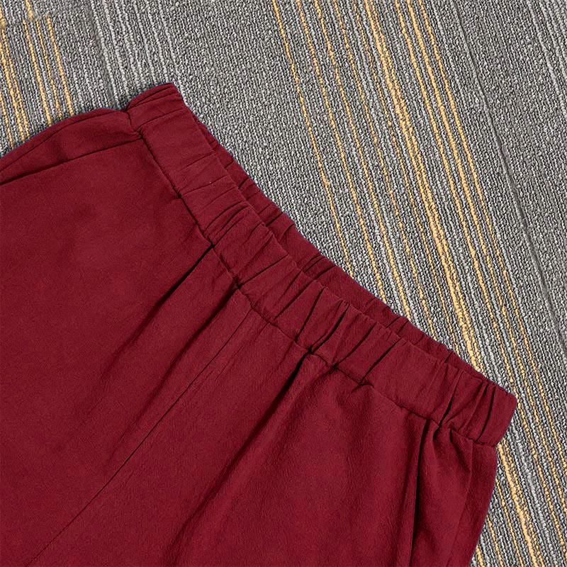 Pantaloni da donna in cotone e lino con tasche, modello Buddha Stones, casual, colore puro, con polsini e bottoni cavi - Image 31