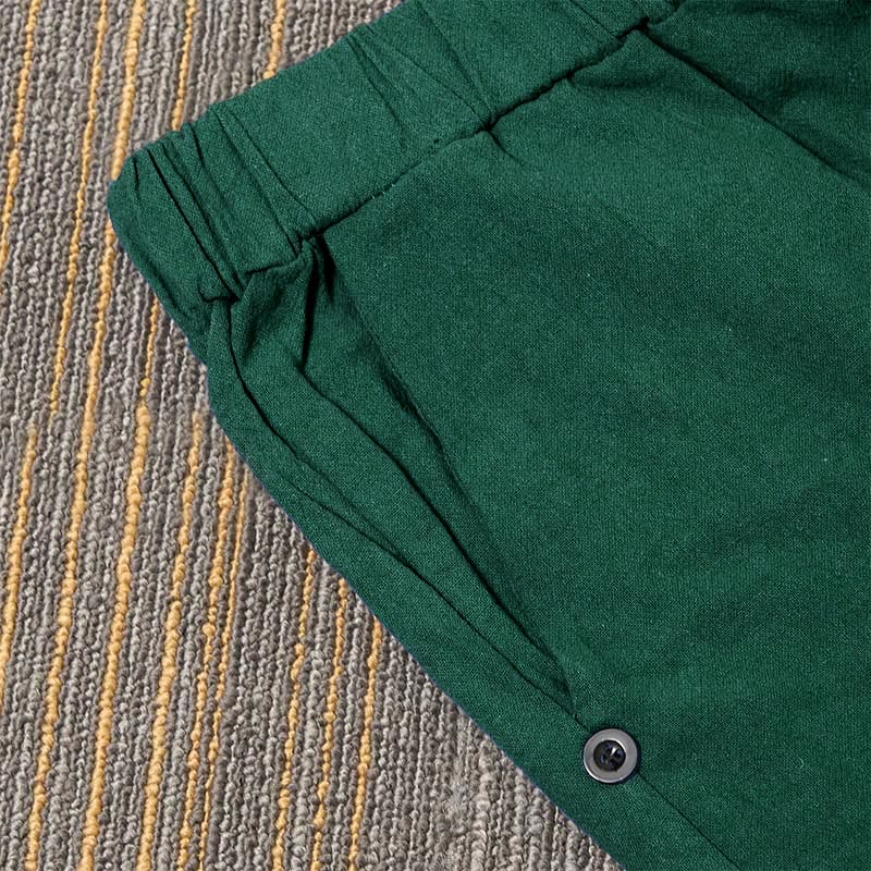 Pantaloni da donna in cotone e lino con tasche, modello Buddha Stones, casual, colore puro, con polsini e bottoni cavi - Image 32