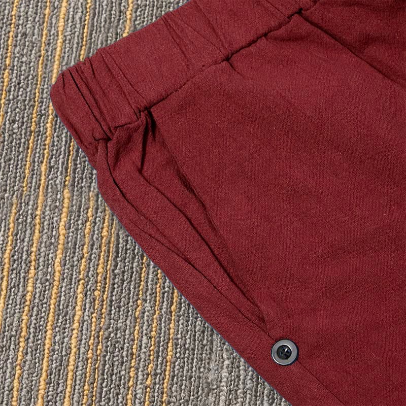 Pantaloni da donna in cotone e lino con tasche, modello Buddha Stones, casual, colore puro, con polsini e bottoni cavi - Image 33