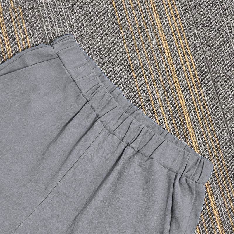 Pantaloni da donna in cotone e lino con tasche, modello Buddha Stones, casual, colore puro, con polsini e bottoni cavi - Image 35